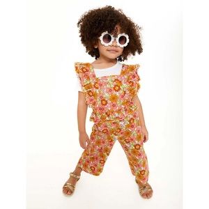 Wonder Nation Denim Floral Utility jumpsuit